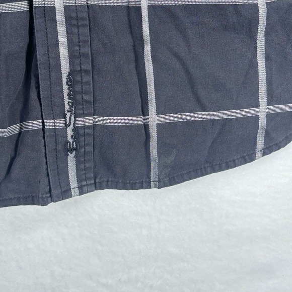 Ben Sherman Mens L Long Sleeve Button Down Shirt Black Gray‎ Check Grid Casual - Picture 6 of 11